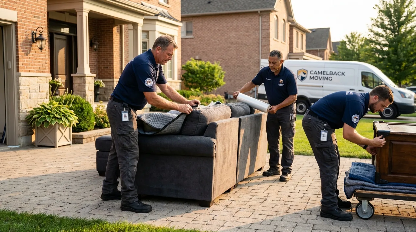 Large estate moving crew wrapping furniture in Sonoma, CA