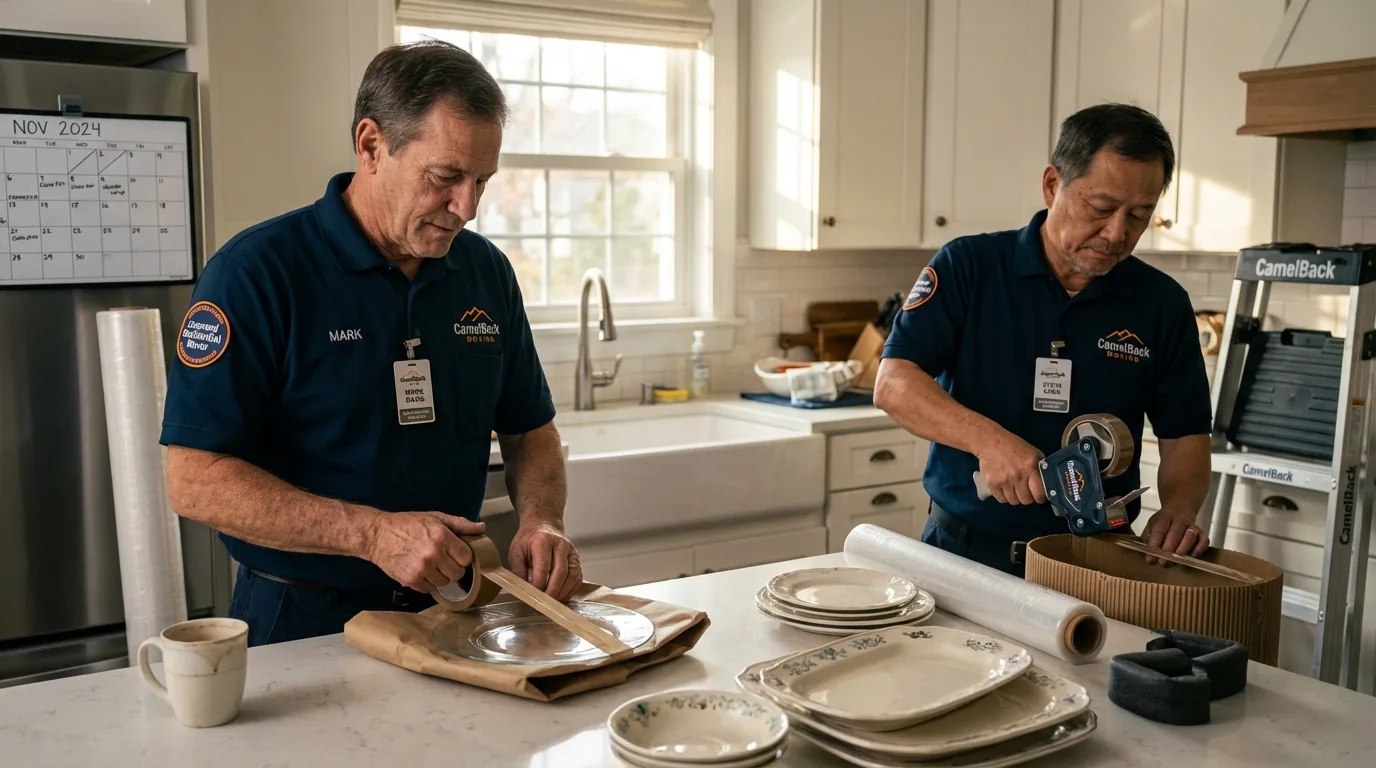 Professional crew packing kitchen dishware in Sonoma, CA